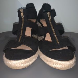 JustFab Black Wedge Sandals